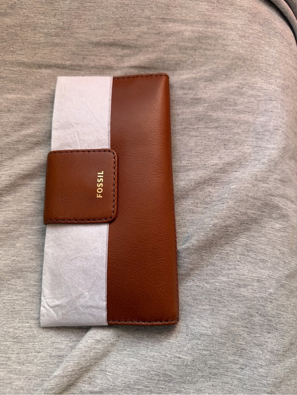 Fossil Brown Leather Long Snap Card Holder Wallet